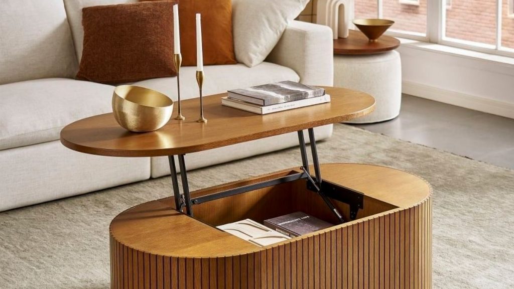 mesa de centro elevable decorativa y funcional para salon moderno