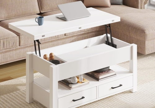 mesa elevable para salon o dormitorio elevable y funcional con cajones 